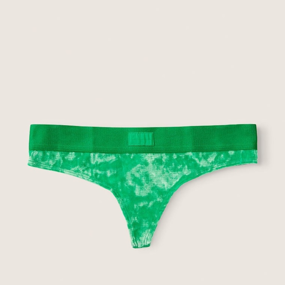 Victoria's Secret PINK Velvet Thong Panty Green Small NEW